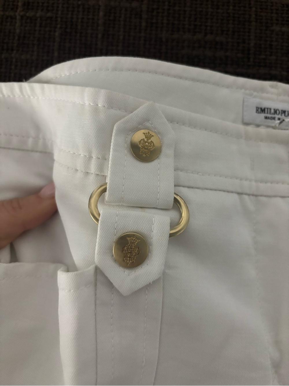 Emilio Pucci White Skinny Pants | Gold Pucci Crest Hardware | NWT - Picture 9 of 9